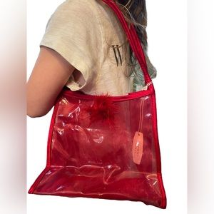 Deadstock Victoria’s Secret Vintage Iridescent Red Clear Coquette Mini Tote Bag